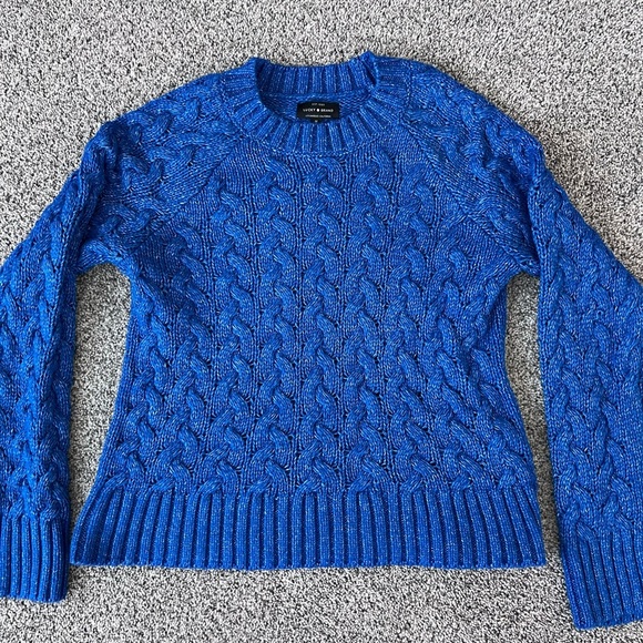 Lucky Brand Quinn Cable Pullover Sweater in Princess Blue, Medium - Retail $99 - Picture 4 of 10